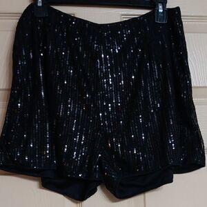 Black Sequin Women's Shorts